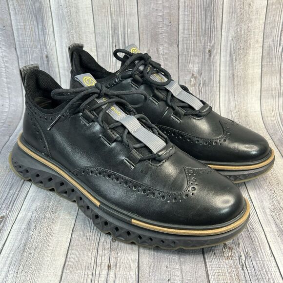 Cole Haan 5.ZEROGRAND Wingtip Oxford Shoes Men's 9W Black Pavement C36508 - Picture 1 of 12